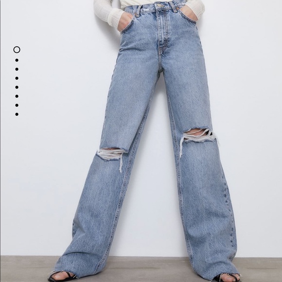 zara high rise full length jeans wide leg